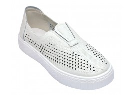 Pantofi dama casual din piele naturala cu perforatii - Ama Alb GSK7054A